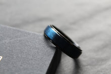 Load image into Gallery viewer, Tungsten Carbide Ring with Brushed Blue IP Plate