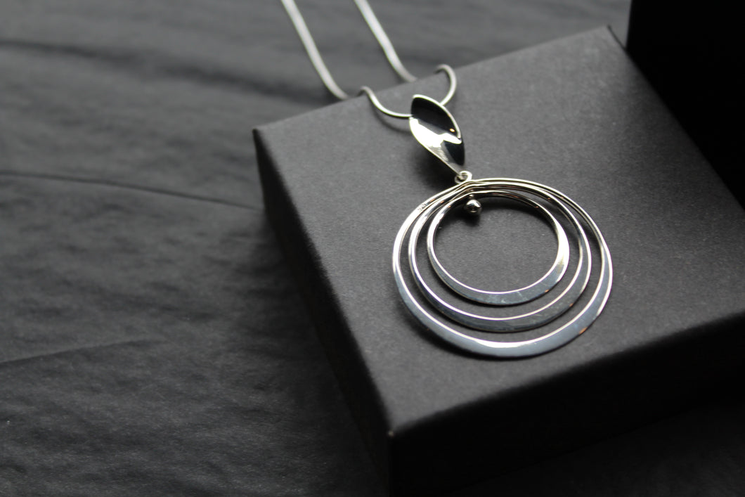 Twirling Silver Hoops Pendant with 18 - 20