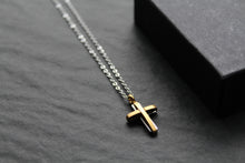 Load image into Gallery viewer, Unisex Small Steel Cross with Gold IP Plating