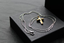 Load image into Gallery viewer, Unisex Small Steel Cross with Gold IP Plating