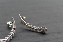 Load image into Gallery viewer, Victorian Style Peacock Feather Clear Cubic Zirconia Earrings
