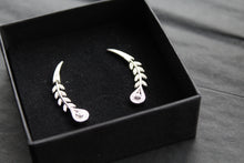 Load image into Gallery viewer, Victorian Style Peacock Feather Clear Cubic Zirconia Earrings