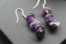 Load image into Gallery viewer, Amethyst 3 Drop Earrings