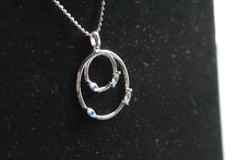 Load image into Gallery viewer, Aqua CZ Double Ring Pendant 18" Chain
