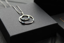 Load image into Gallery viewer, Aqua CZ Double Ring Pendant 18" Chain