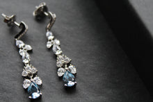 Load image into Gallery viewer, Aquamarine CZ Victorian Floral Earrings