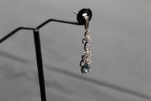 Load image into Gallery viewer, Aquamarine CZ Victorian Floral Earrings