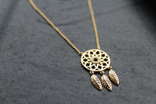 Load image into Gallery viewer, Gold Plated Silver Dream Catcher Necklace