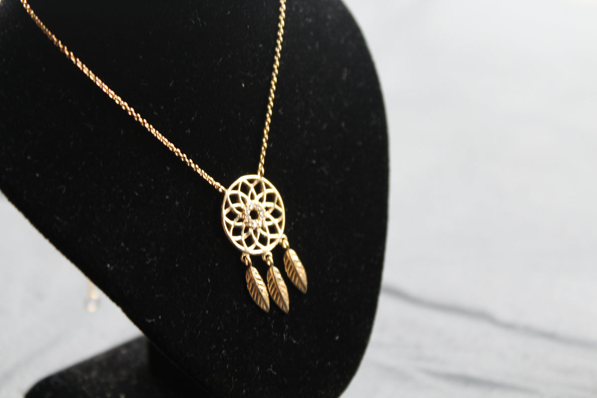 Gold Plated Silver Dream Catcher Necklace – Swax Jewellery