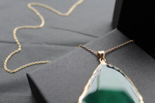 Load image into Gallery viewer, Green Agate Crystal Long Length Gold Tone Necklace