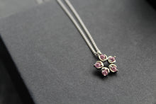 Load image into Gallery viewer, Pink Diamond Cubic Zirconia Flower Pendant with a 16-18" Silver Chain