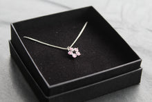 Load image into Gallery viewer, Pink Diamond Cubic Zirconia Flower Pendant with a 16-18" Silver Chain