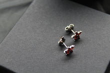 Load image into Gallery viewer, Ruby CZ Star Flower Earrings