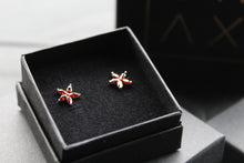 Load image into Gallery viewer, Ruby CZ Star Flower Earrings