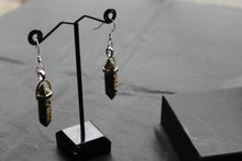 Load image into Gallery viewer, Silver Dalmatian Jasper Crystal Point Earrings