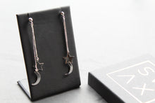Load image into Gallery viewer, Silver Sun & Moon Drop Earrings