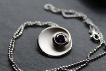 Load image into Gallery viewer, Silver & Amethyst Cubic Zirconia Swirl Pendant