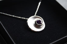 Load image into Gallery viewer, Silver & Amethyst Cubic Zirconia Swirl Pendant