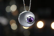 Load image into Gallery viewer, Silver & Amethyst Cubic Zirconia Swirl Pendant