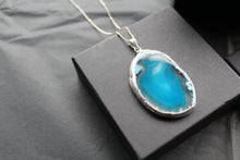 Load image into Gallery viewer, Silver & Blue Agate Crystal Long Length Necklace