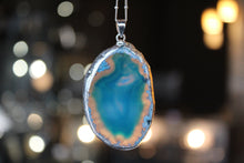Load image into Gallery viewer, Silver & Blue Agate Crystal Long Length Necklace