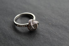 Load image into Gallery viewer, Silver and Clear CZ Knot Ring