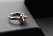 Load image into Gallery viewer, Silver and Clear CZ Knot Ring