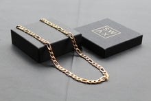 Load image into Gallery viewer, Steel Figaro Chain with Yellow Gold IP