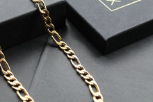 Load image into Gallery viewer, Steel Figaro Chain with Yellow Gold IP