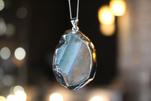 Load image into Gallery viewer, Sterling Silver Green Agate Crystal Long Length Necklace