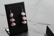 Load image into Gallery viewer, Sterling Silver & Rose Quartz 3 Drop Earrings