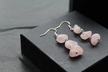 Load image into Gallery viewer, Sterling Silver & Rose Quartz 3 Drop Earrings