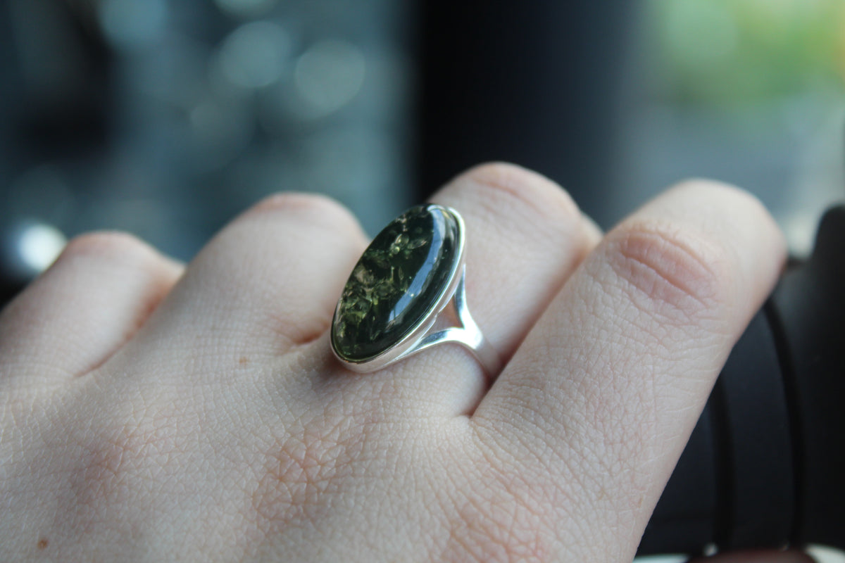 Green Amber Ring Swax Jewellery Barmouth