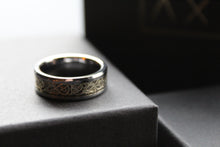 Load image into Gallery viewer, Tungsten Carbide Ring with Gold IP Celtic Inlay