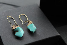 Load image into Gallery viewer, Turquoise Kidney Stone Dropper Earrings