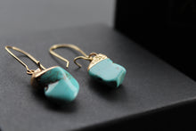Load image into Gallery viewer, Turquoise Kidney Stone Dropper Earrings