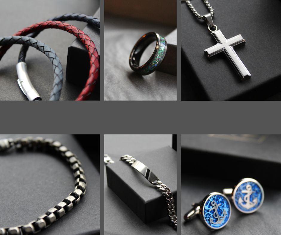 stainless steel chain link bracelet on a box
