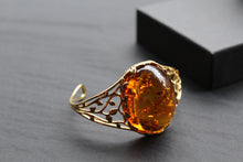 Load image into Gallery viewer, 24ct Gold Plated Amber Cuff
