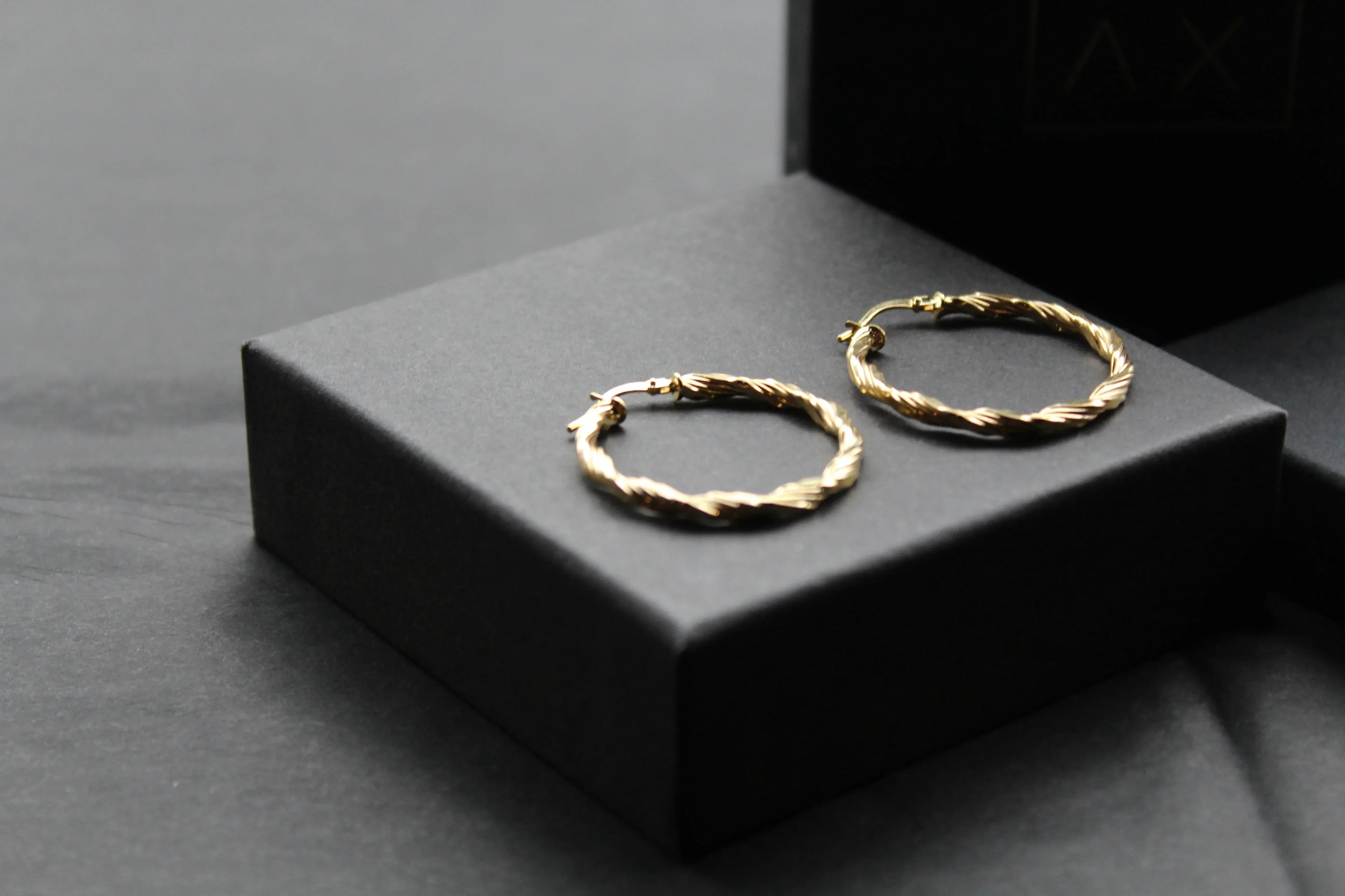9ct Gold 30mm Twist Creole Hoops - Swax Jewellery Barmouth