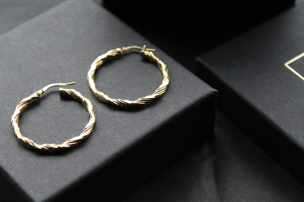 9ct Gold 30mm Twist Creole Hoops