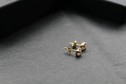 9ct Gold Clear CZ Studs - Swax Jewellery Barmouth