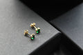 9ct Gold Emerald Green CZ Stud - Swax Jewellery Barmouth
