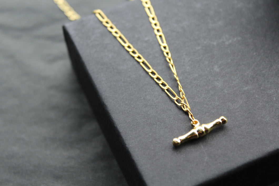 9ct Gold Figaro Albert T- Bar Necklace