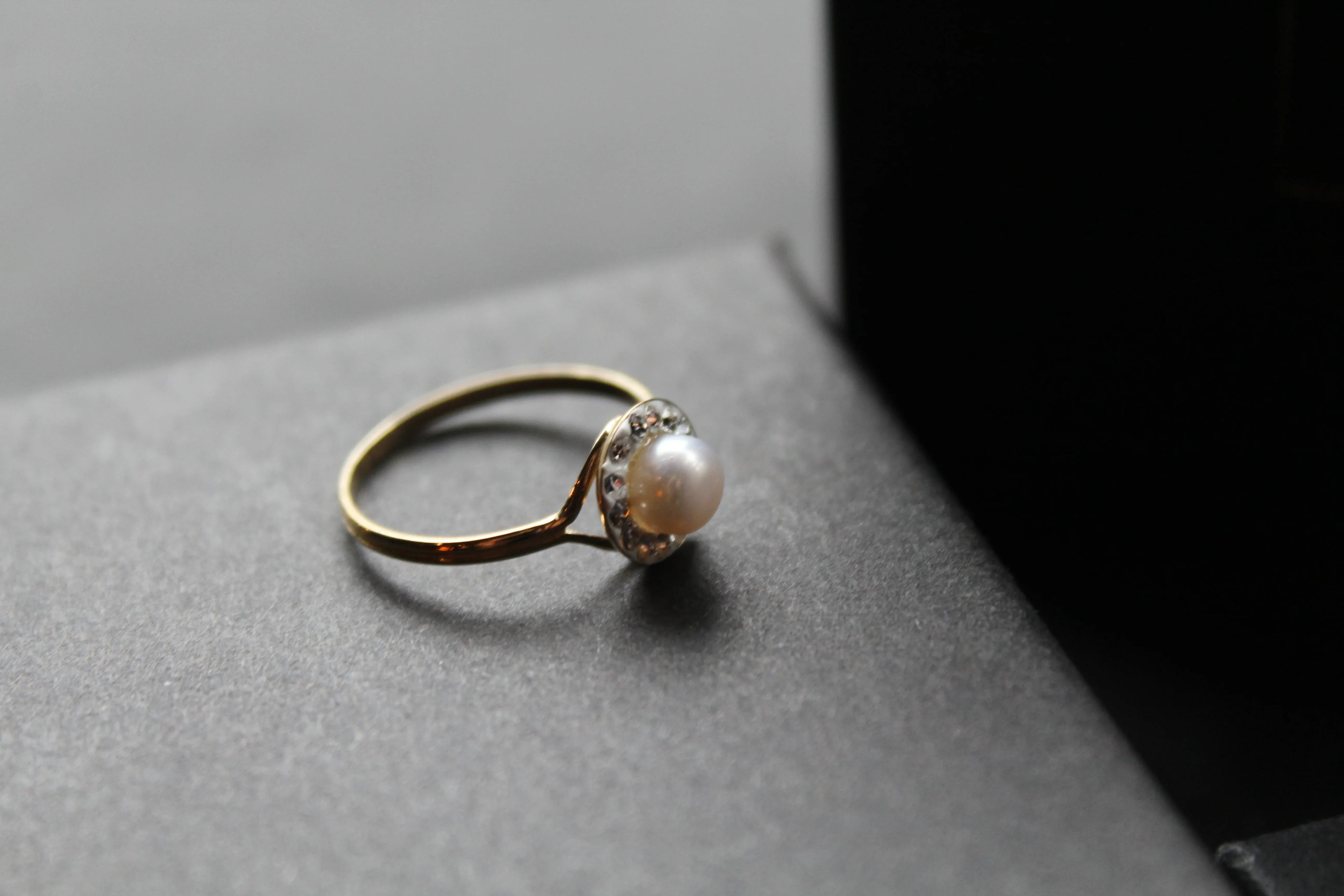 9ct Gold Freshwater Pearl & Cubic Zirconia Ring - Swax Jewellery Barmouth