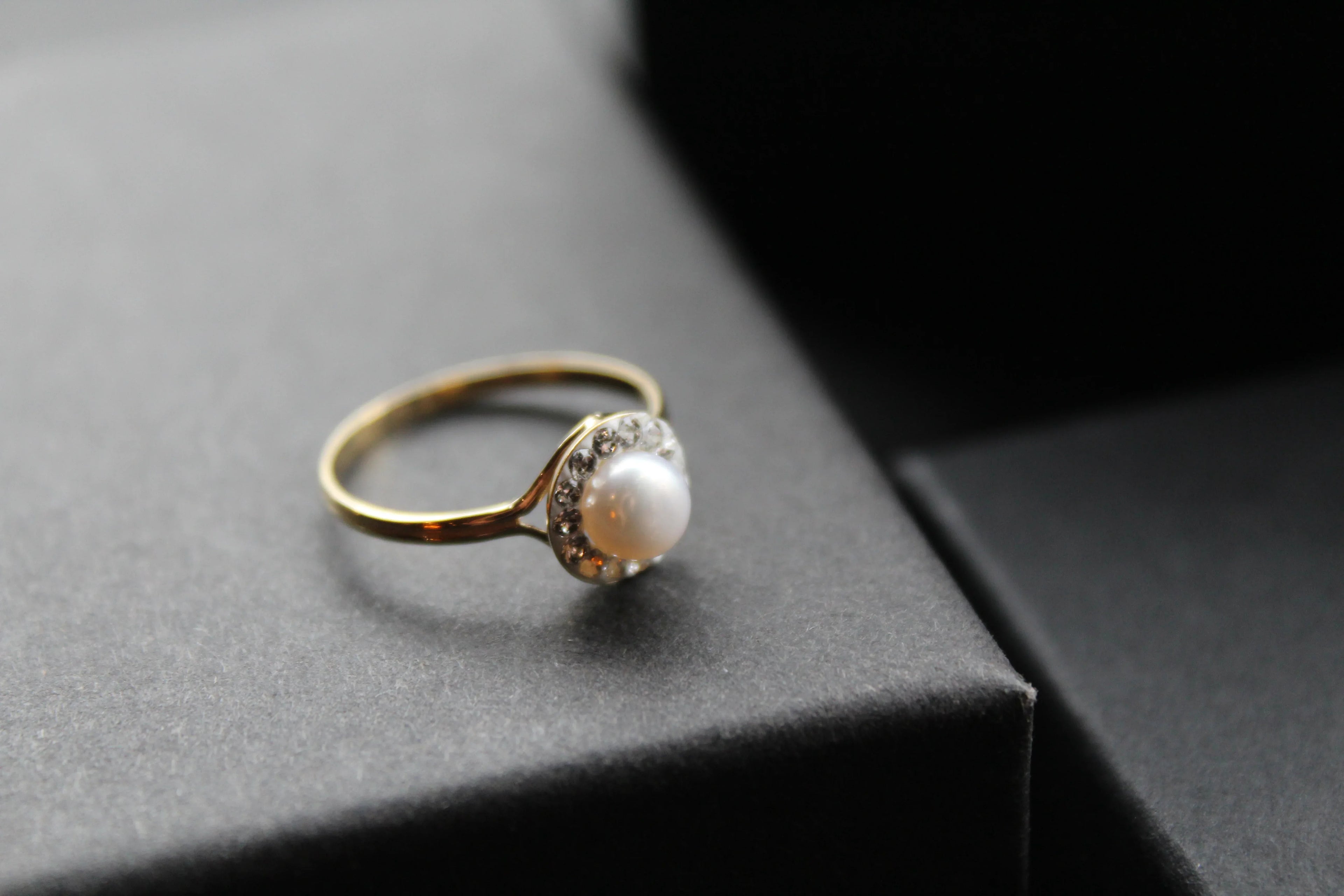 9ct Gold Freshwater Pearl & Cubic Zirconia Ring - Swax Jewellery Barmouth