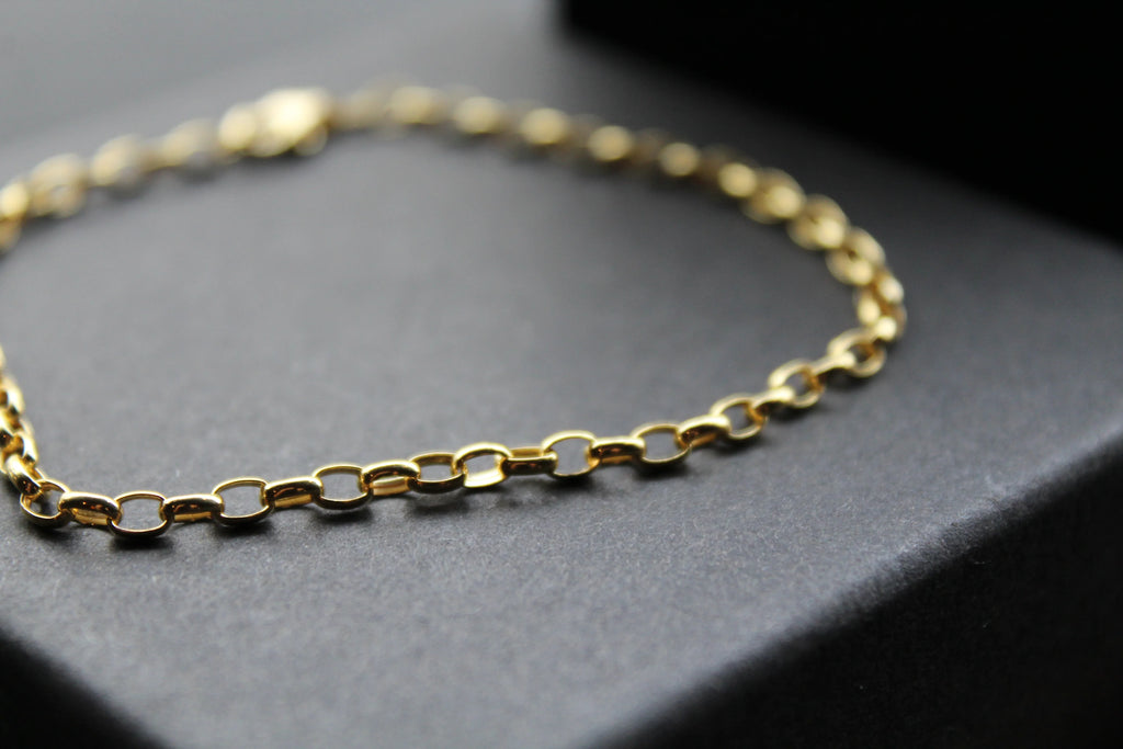 9ct Gold Hollow Oval Belcher Chain Bracelet - Swax Jewellery Barmouth