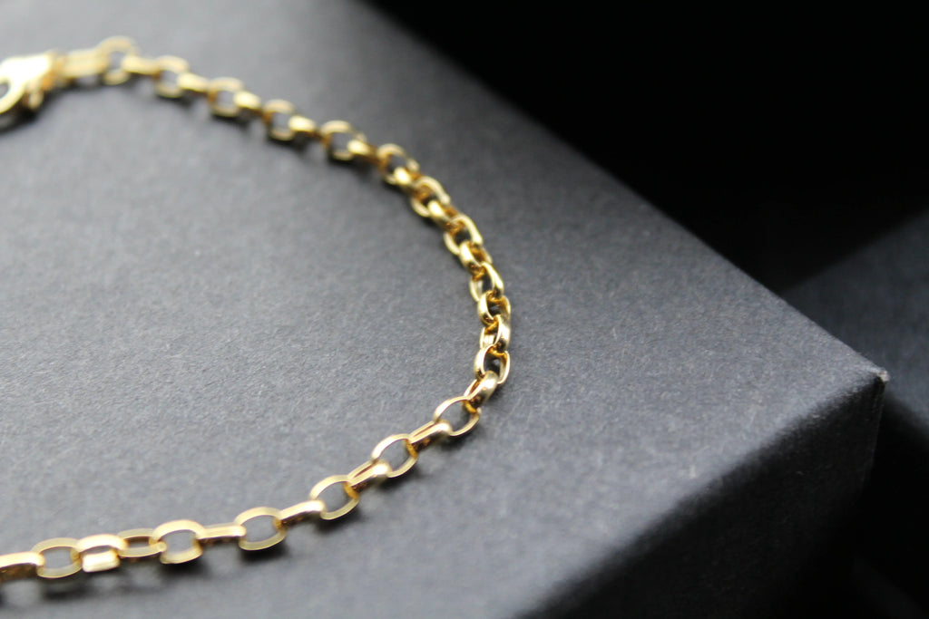 9ct Gold Hollow Oval Belcher Chain Bracelet - Swax Jewellery Barmouth