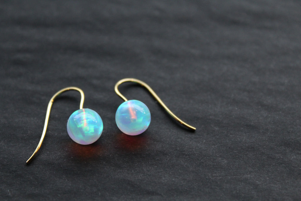 9ct Gold Hook 8mm Sea Opals - Swax Jewellery Barmouth