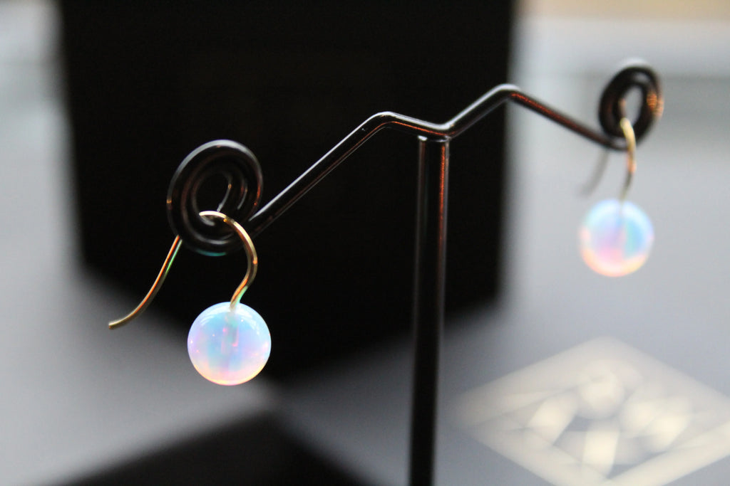 9ct Gold Hook 8mm Sea Opals - Swax Jewellery Barmouth