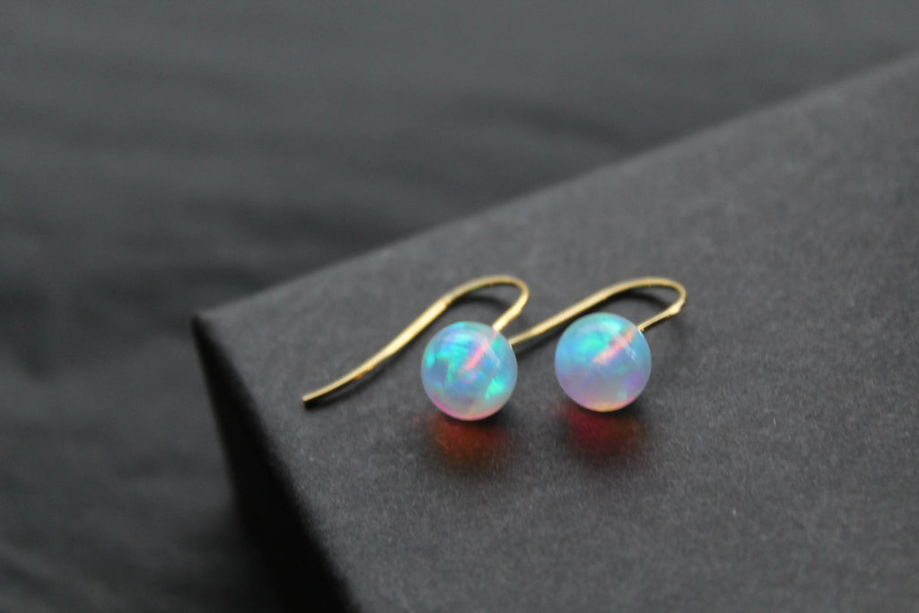 9ct Gold Hook 8mm Sea Opals - Swax Jewellery Barmouth